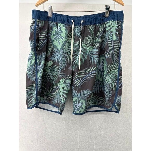 Fair Harbor Swim Shorts Lined Trunks Sz XXL  Mens Hawaiian Leaf Floral Stretch - Picture 1 of 6